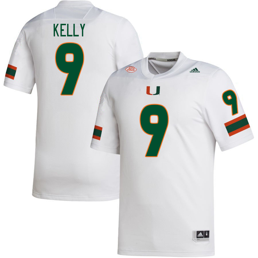 Men #9 Nyjalik Kelly Miami Hurricanes College Football Jerseys Stitched-White - Click Image to Close